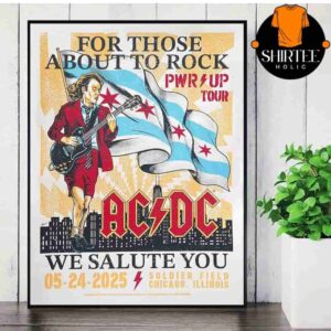 AC DC 2025 Chicago PWR Up Tour Poster At Soldier Field Chicago Illinois On May 24th 2025 Wall Decor Poster Canvas