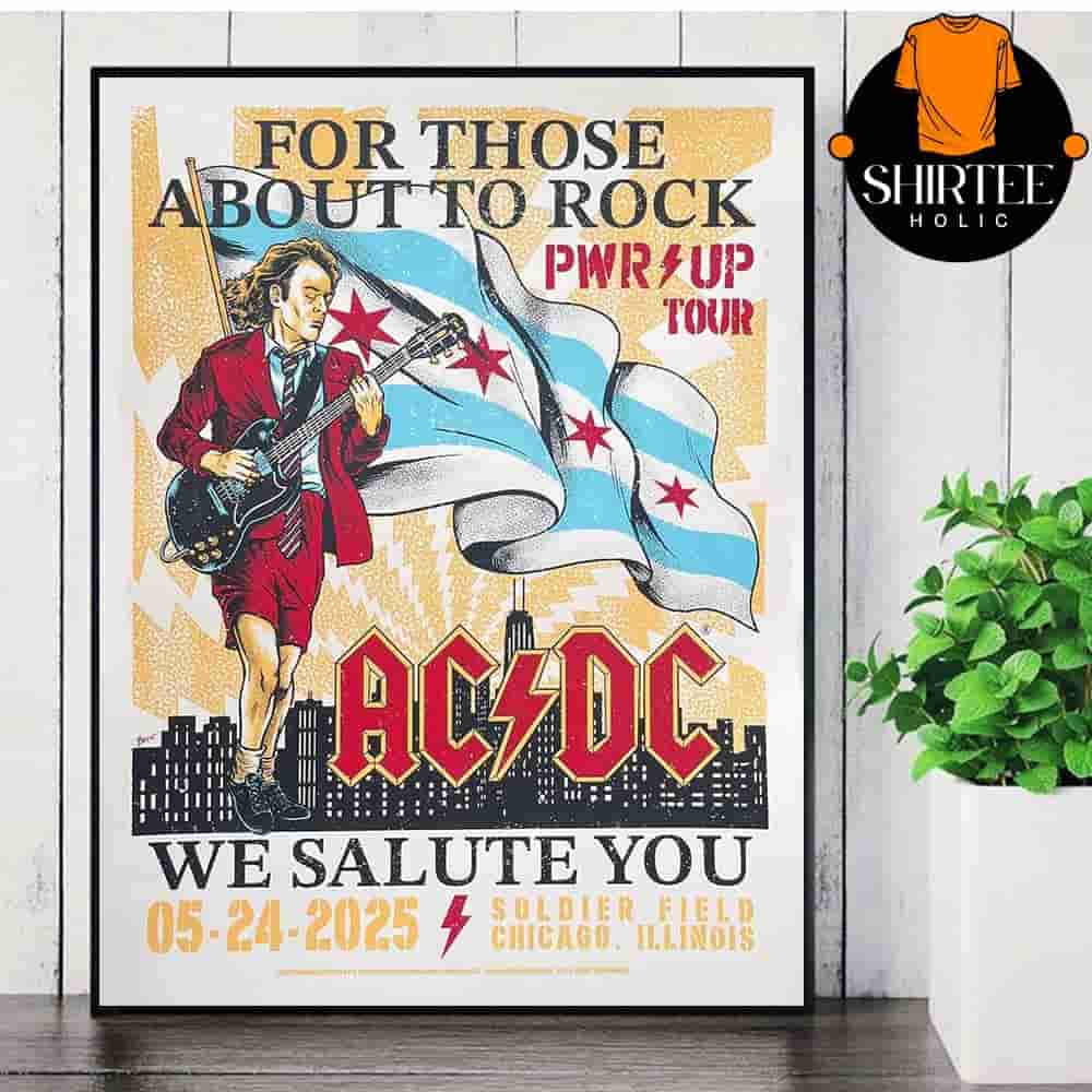 AC DC 2025 Chicago PWR Up Tour Poster At Soldier Field Chicago Illinois On May 24th 2025 Wall Decor Poster Canvas AC DC 2025 Chicago PWR Up Tour Poster At Soldier Field Chicago Illinois On May 24th 2025 Wall Decor Poster Canvas