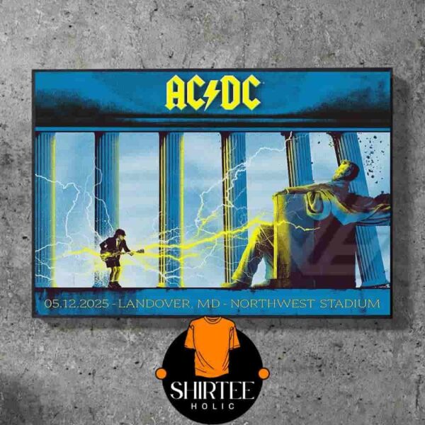 AC DC Power Up Tour 2025 Event Poster AT Northwest Stadium Landover MD On May 12th 2025 Wall Decor Poster Canvas