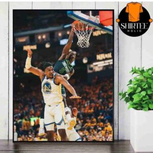 Anthony Edwards Poster Child Version 2025 Poster Dunk Kevon Looney NBA Playoffs 24-25 Wolves Versus Warriors Wall Decor Poster Canvas