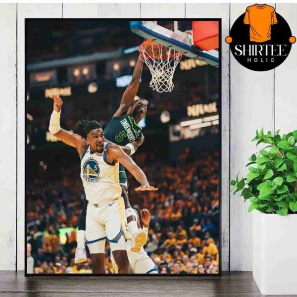 Anthony Edwards Poster Child Version 2025 Poster Dunk Kevon Looney NBA Playoffs 24-25 Wolves Versus Warriors Wall Decor Poster Canvas