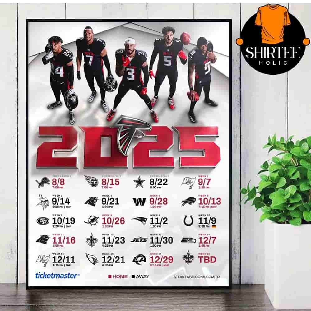 Atlanta Falcons Official 2025 NFL Schedule Season 2025-2026 Wall Decor Poster Canvas Atlanta Falcons Official 2025 NFL Schedule Season 2025-2026 Wall Decor Poster Canvas