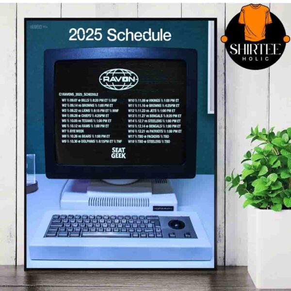 Baltimore Ravens Official 2025 NFL Schedule Season 2025-2026 Wall Decor Poster Canvas
