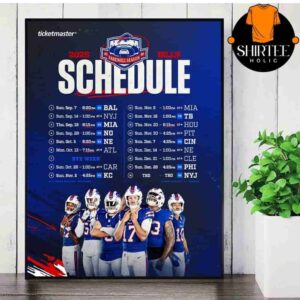 Buffalo Bills Official 2025 NFL Schedule Season 2025-2026 Wall Decor Poster Canvas