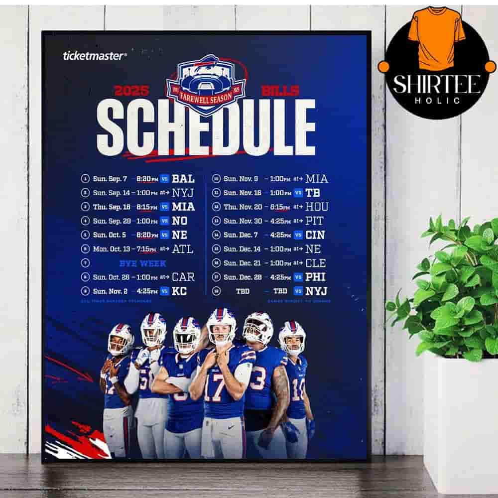 Buffalo Bills Official 2025 NFL Schedule Season 2025-2026 Wall Decor Poster Canvas Buffalo Bills Official 2025 NFL Schedule Season 2025-2026 Wall Decor Poster Canvas