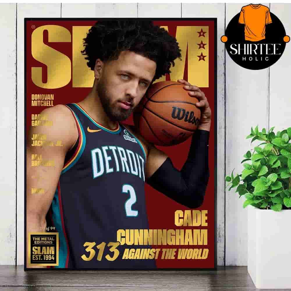 Cade Cunningham Detroit Piston 313 Against The World On The Slam 255 Cover Gold Metal Wall Decor Poster Canvas Cade Cunningham Detroit Piston 313 Against The World On The Slam 255 Cover Gold Metal Wall Decor Poster Canvas