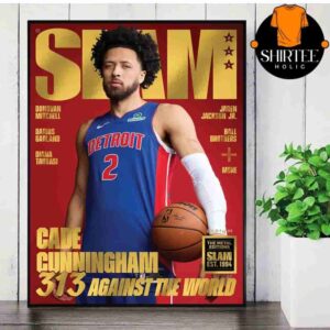 Cade Cunningham Detroit Piston On The Slam 255 Cover Gold Metal 313 Against The World Wall Decor Poster Canvas