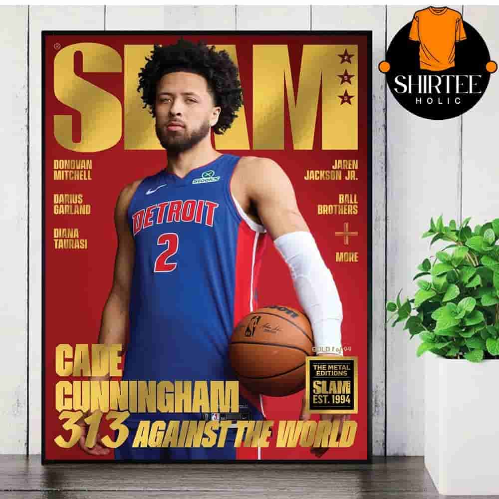 Cade Cunningham Detroit Piston On The Slam 255 Cover Gold Metal 313 Against The World Wall Decor Poster Canvas Cade Cunningham Detroit Piston On The Slam 255 Cover Gold Metal 313 Against The World Wall Decor Poster Canvas