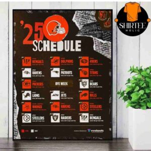 Cleveland Browns Official 2025 NFL Schedule Season 2025-2026 Wall Decor Poster Canvas