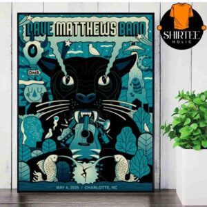 Dave Matthews Band Event Poster For Show At Charlotte NC On May 4th 2025 Wall Decor Poster Canvas