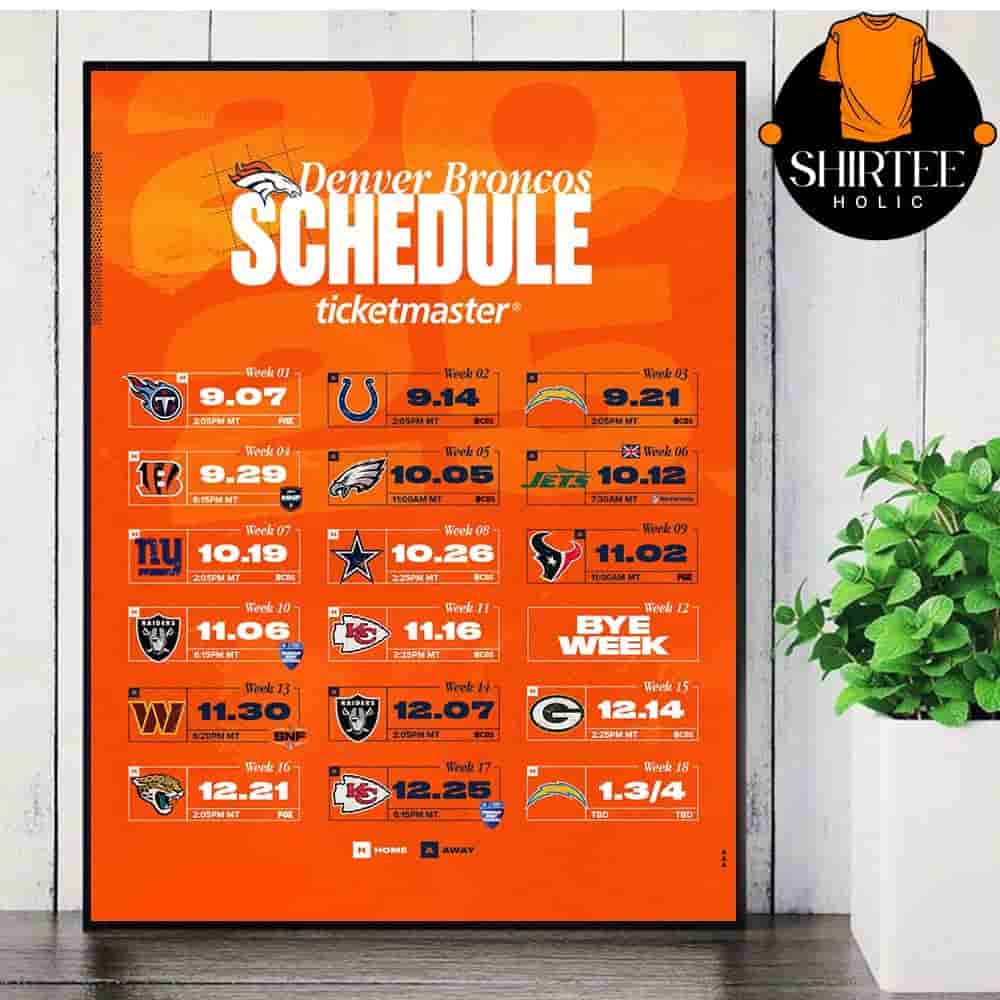 Denver Broncos Official 2025 NFL Schedule Season 2025-2026 Wall Decor Poster Canvas Denver Broncos Official 2025 NFL Schedule Season 2025-2026 Wall Decor Poster Canvas