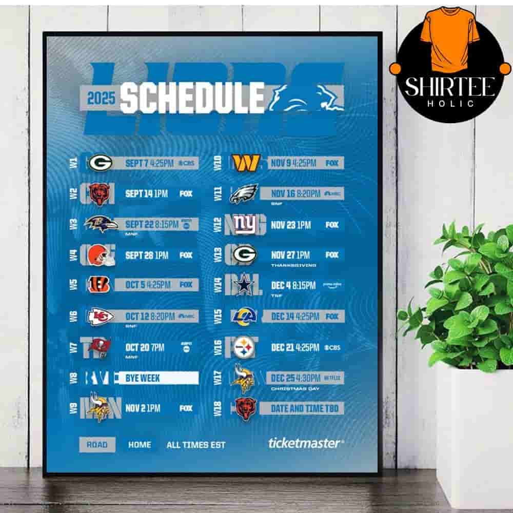 Detroit Lions Official 2025 NFL Schedule Season 2025-2026 Wall Decor Poster Canvas Detroit Lions Official 2025 NFL Schedule Season 2025-2026 Wall Decor Poster Canvas