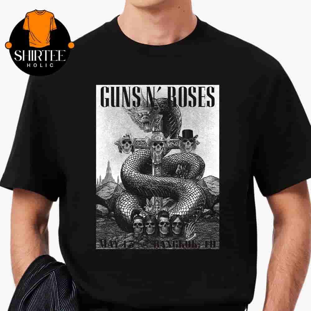 Guns N Roses World Tour 2025 Artwork Poster Black And White Edition At Bangkok TH On May 13th 2025 Classic T-Shirt Guns N Roses World Tour 2025 Artwork Poster Black And White Edition At Bangkok TH On May 13th 2025 Classic T-Shirt