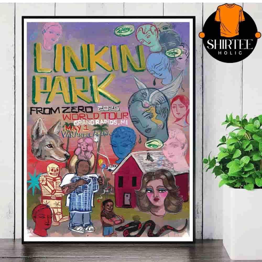 Linkin Park From Zero 2025 Tour Grand Rapids Poster At Vanadel Arena MI On May 1st Wall Decor Poster Canvas Linkin Park From Zero 2025 Tour Grand Rapids Poster At Vanadel Arena MI On May 1st Wall Decor Poster Canvas