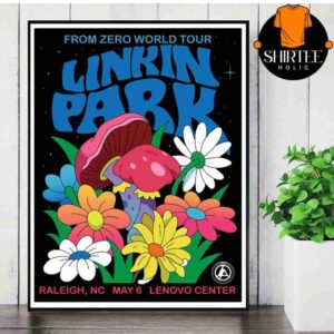Linkin Park From Zero 2025 Tour Raleigh Poster At Lenovo Center NC On May 8th Wall Decor Poster Canvas