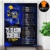 New York Giants Official 2025 NFL Schedule Season 2025-2026 Wall Decor Poster Canvas