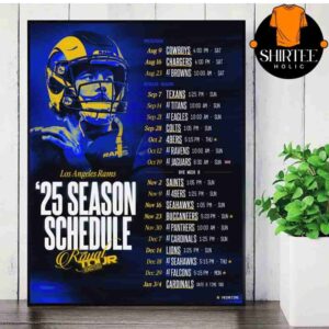 Los Angeles Rams Official 2025 NFL Schedule Season 2025-2026 Wall Decor Poster Canvas