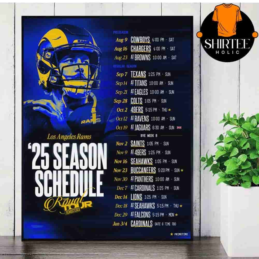 Los Angeles Rams Official 2025 NFL Schedule Season 2025-2026 Wall Decor Poster Canvas Los Angeles Rams Official 2025 NFL Schedule Season 2025-2026 Wall Decor Poster Canvas
