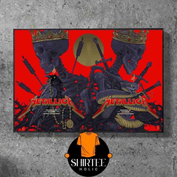 Metallica M72 North America Tour 2025 Sonic Temple Festival Combined Poster 2 Nights At Historic Crew Stadium Columbus OH On May 9th And 11th Wall Decor Poster Canvas