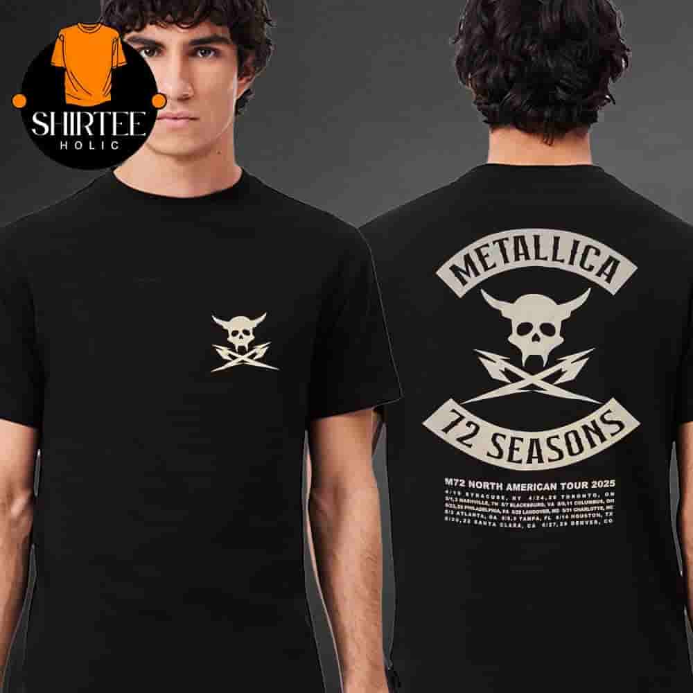 Metallica M72 North American Tour 2025 72 Season Dates And Places List Two Sides Classic T-Shirt Metallica M72 North American Tour 2025 72 Season Dates And Places List Two Sides Classic T-Shirt