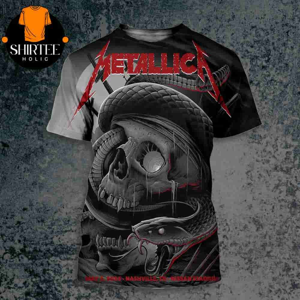 Metallica M72 North American Tour 2025 Event Pop Up Poster Night 2 At Nissan Stadium Nashville TN On May 3rd 2025 All Over Print Shirt Metallica M72 North American Tour 2025 Event Pop Up Poster Night 2 At Nissan Stadium Nashville TN On May 3rd 2025 All Over Print Shirt