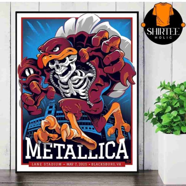 Metallica M72 North American Tour 2025 Merch Event Poster Pop Up At Lane Stadium Blacksburg VA On May 7th 2025 Wall Decor Poster Canvas