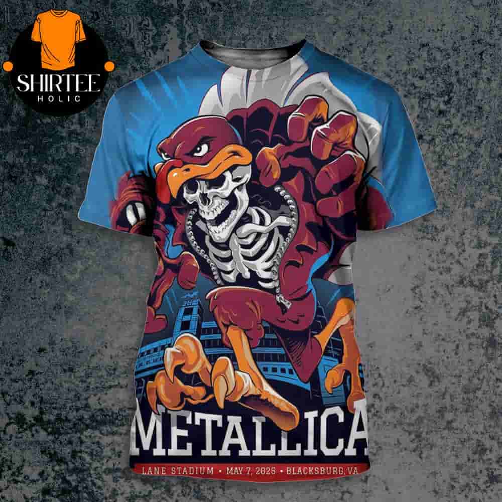 Metallica M72 North American Tour 2025 Merch Event Poster Pop Up At Lane Stadium Blacksburg VA On May 7th All Over Print Shirt Metallica M72 North American Tour 2025 Merch Event Poster Pop Up At Lane Stadium Blacksburg VA On May 7th All Over Print Shirt