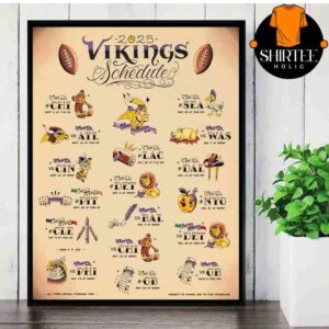 Minnesota Vikings Official 2025 NFL Schedule Season 2025-2026 Wall Decor Poster Canvas