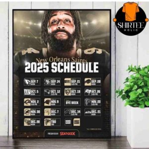 New Orleans Saints Official 2025 NFL Schedule Season 2025-2026 Wall Decor Poster Canvas