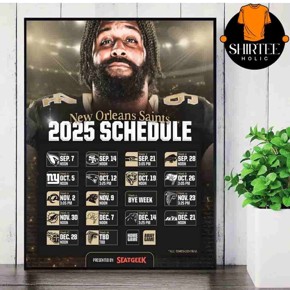 New Orleans Saints Official 2025 NFL Schedule Season 2025-2026 Wall Decor Poster Canvas New Orleans Saints Official 2025 NFL Schedule Season 2025-2026 Wall Decor Poster Canvas