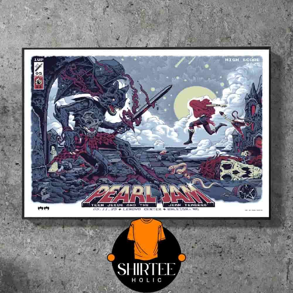 Pearl Jam Dark Matter World Tour 2025 Event Poster At Lenovo Center Raleigh NC On May 11th 2025 Wall Decor Poster Canvas Pearl Jam Dark Matter World Tour 2025 Event Poster At Lenovo Center Raleigh NC On May 11th 2025 Wall Decor Poster Canvas