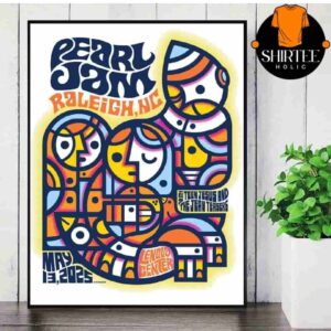 Pearl Jam Dark Matter World Tour 2025 Event Poster At Lenovo Center Raleigh NC On May 13th 2025 Wall Decor Poster Canvas