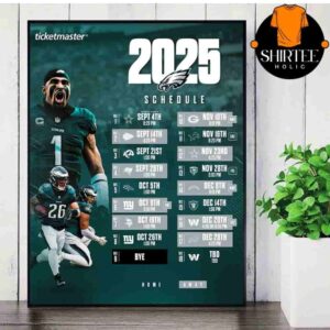 Philadelphia Eagles Official 2025 NFL Schedule Season 2025-2026 Wall Decor Poster Canvas