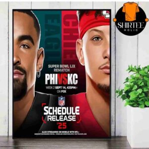 Philadelphia Eagles Versus Kansas City Chiefs Super Bowl LIX Rematch On Week 2 September 14th 2025 Wall Decor Poster Canvas