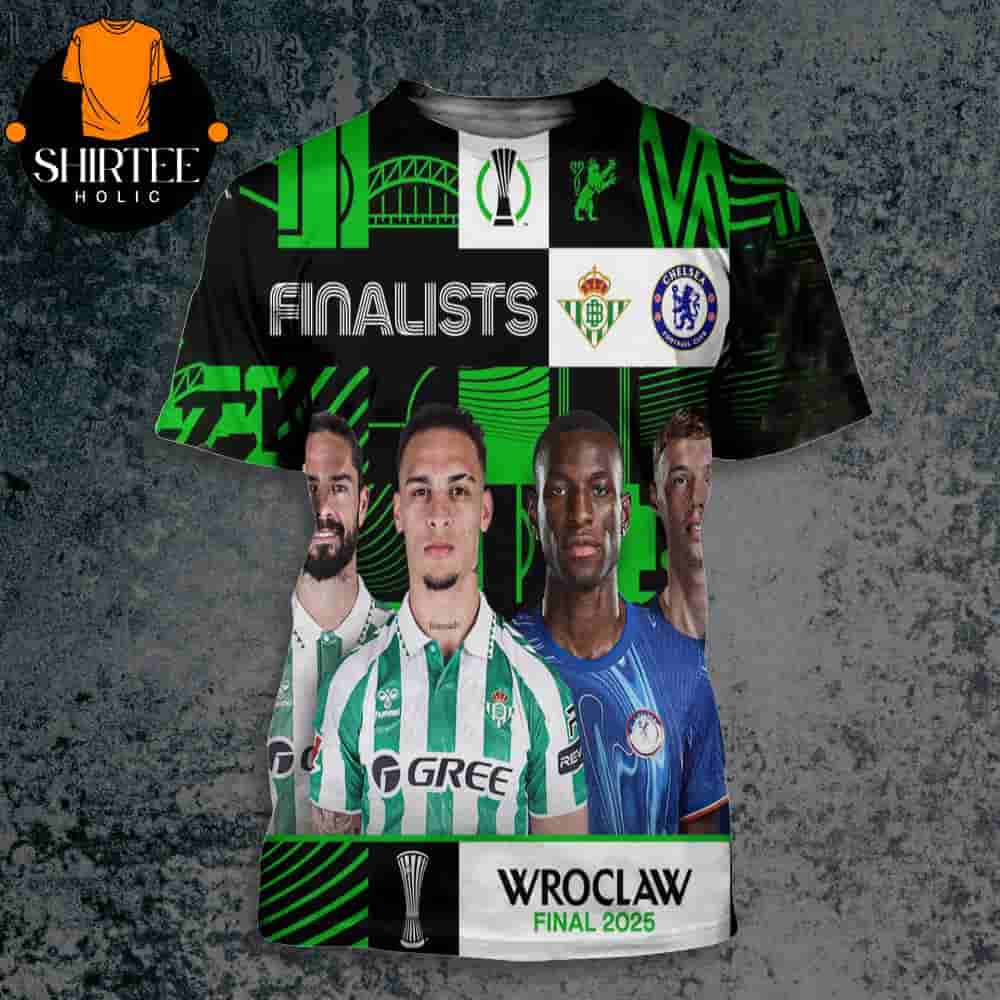 Real Betis Versus Chelsea In 2025 Conference League Wroclaw Final All Over Print Shirt Real Betis Versus Chelsea In 2025 Conference League Wroclaw Final All Over Print Shirt