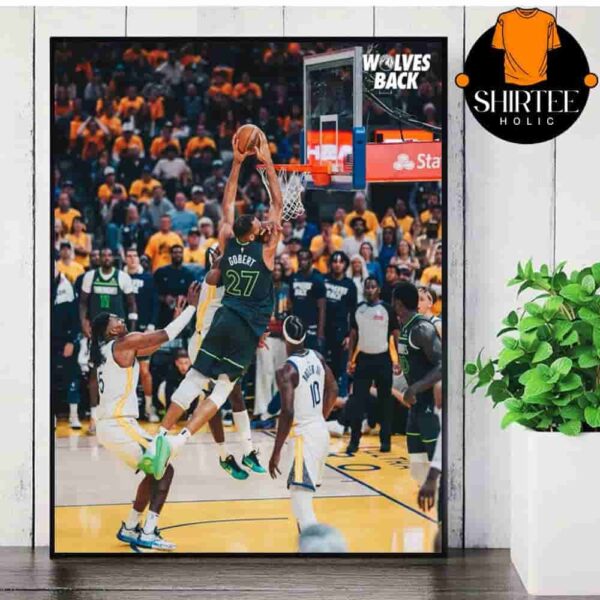 Rudy Gobert Poster Dunk Wolves Win Warriors NBA Playoffs 2024-2025 Wall Decor Poster Canvas