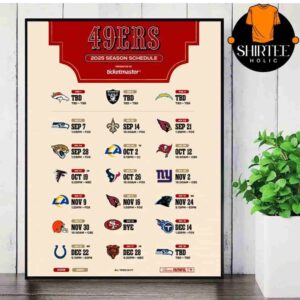 San Francisco 49ers Official 2025 NFL Schedule Season 2025-2026 Wall Decor Poster Canvas
