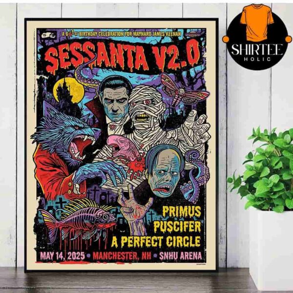 Sessanta Event Poster Primus Puscifer A Perfect Circle At Snhu Arena Manchester NH ON May 14th 2025 Wall Decor Poster Canvas