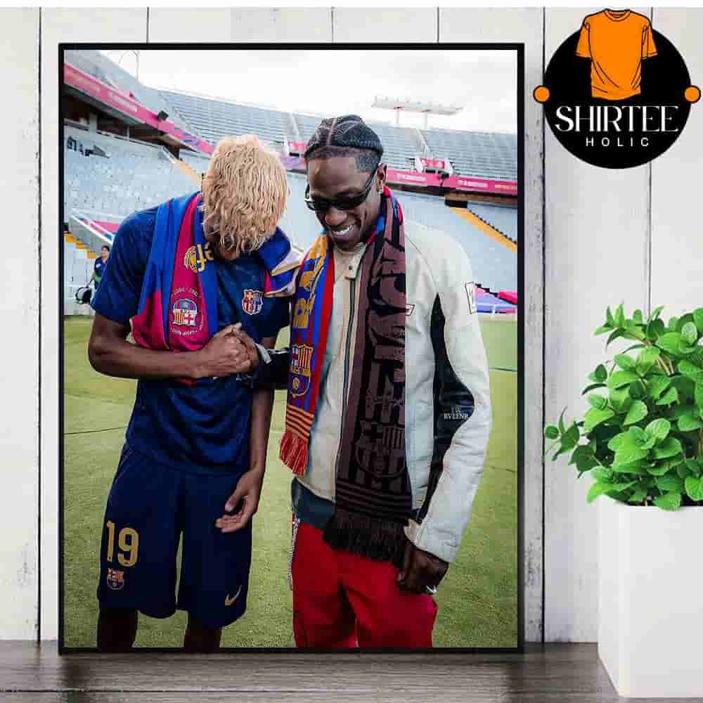 Travis Scott Celebrates Lamine Yamal In Victory The El Clasico This Sunday At Lluis Companys Olympic Stadium In Barcelona Wall Decor Poster Canvas Travis Scott Celebrates Lamine Yamal In Victory The El Clasico This Sunday At Lluis Companys Olympic Stadium In Barcelona Wall Decor Poster Canvas