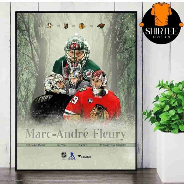 Tribute Marc-Andre Fleury Minnesota Wild NHL Retirement Stylized Wall Decor Poster Canvas
