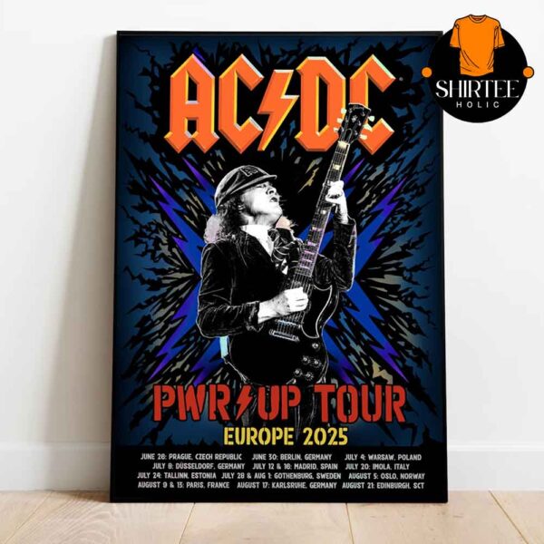 ACDC Angus Young PWR UP EU 2025 Tour Dates Home Decor Poster Canvas