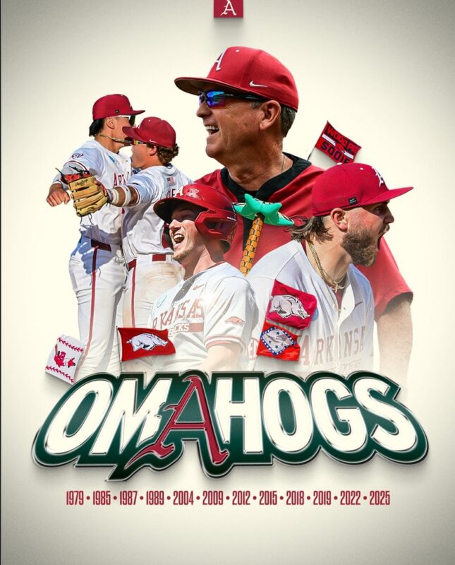 Arkansas Baseball Omahogs 2025 NCAA Super Regional Champions Advance to College World Series