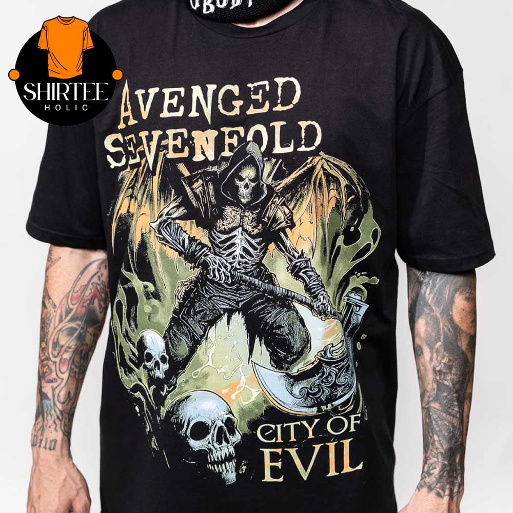 Avenged Sevenfold Evil Never Dies City Of Evil 20th Anniversary Unisex T-Shirt Avenged Sevenfold Evil Never Dies City Of Evil 20th Anniversary Unisex T-Shirt
