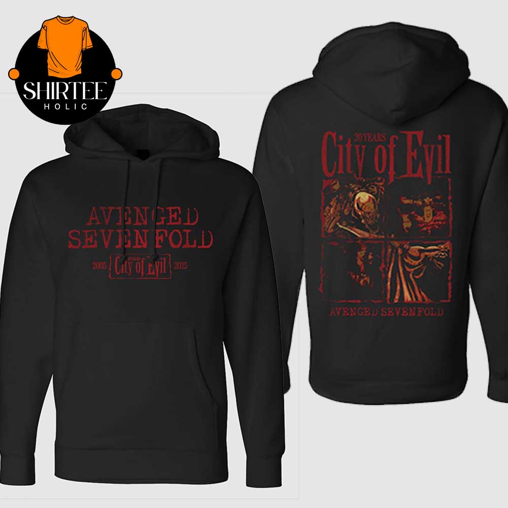 Avenged Sevenfold Rage City Of Evil COE 20th Anniversary 2025 Two Sided Hoodie Avenged Sevenfold Rage City Of Evil COE 20th Anniversary 2025 Two Sided Hoodie
