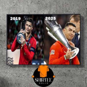 Cristiano Ronaldo Rise Title Cup Portugal National League Champions 2025 Back To Back Home Decor Poster Canvas