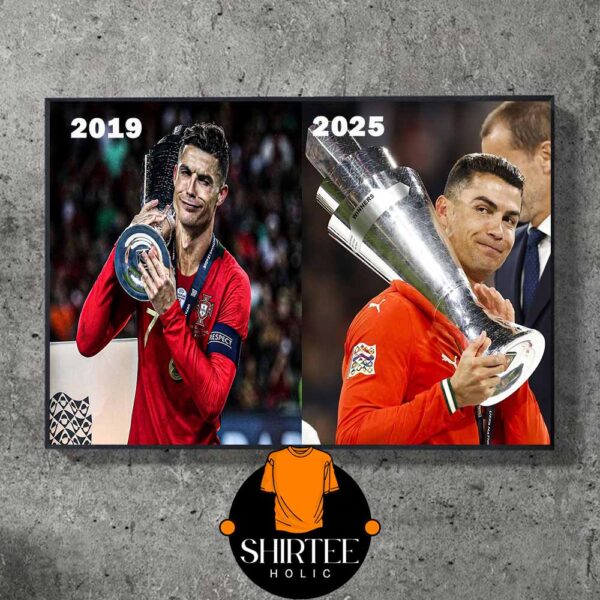 Cristiano Ronaldo Rise Title Cup Portugal National League Champions 2025 Back To Back Home Decor Poster Canvas