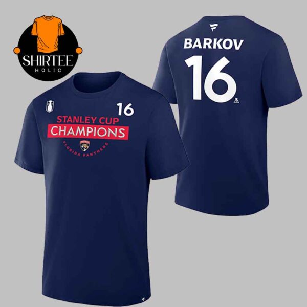 Florida Panthers Aleksander Barkov 2025 Stanley Cup Champions Authentic Name Number Two Sided T-Shirt