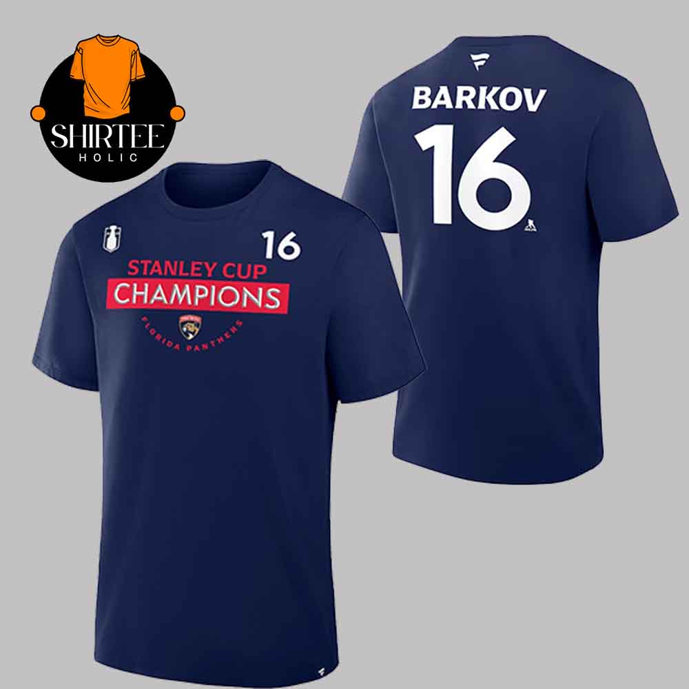Florida Panthers Aleksander Barkov 2025 Stanley Cup Champions Authentic Name Number Two Sided T-Shirt Florida Panthers Aleksander Barkov 2025 Stanley Cup Champions Authentic Name Number Two Sided T-Shirt