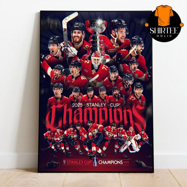 Florida Panthers Stanley Cup Champions 2025 Back To Back Home Decor Poster Canvas