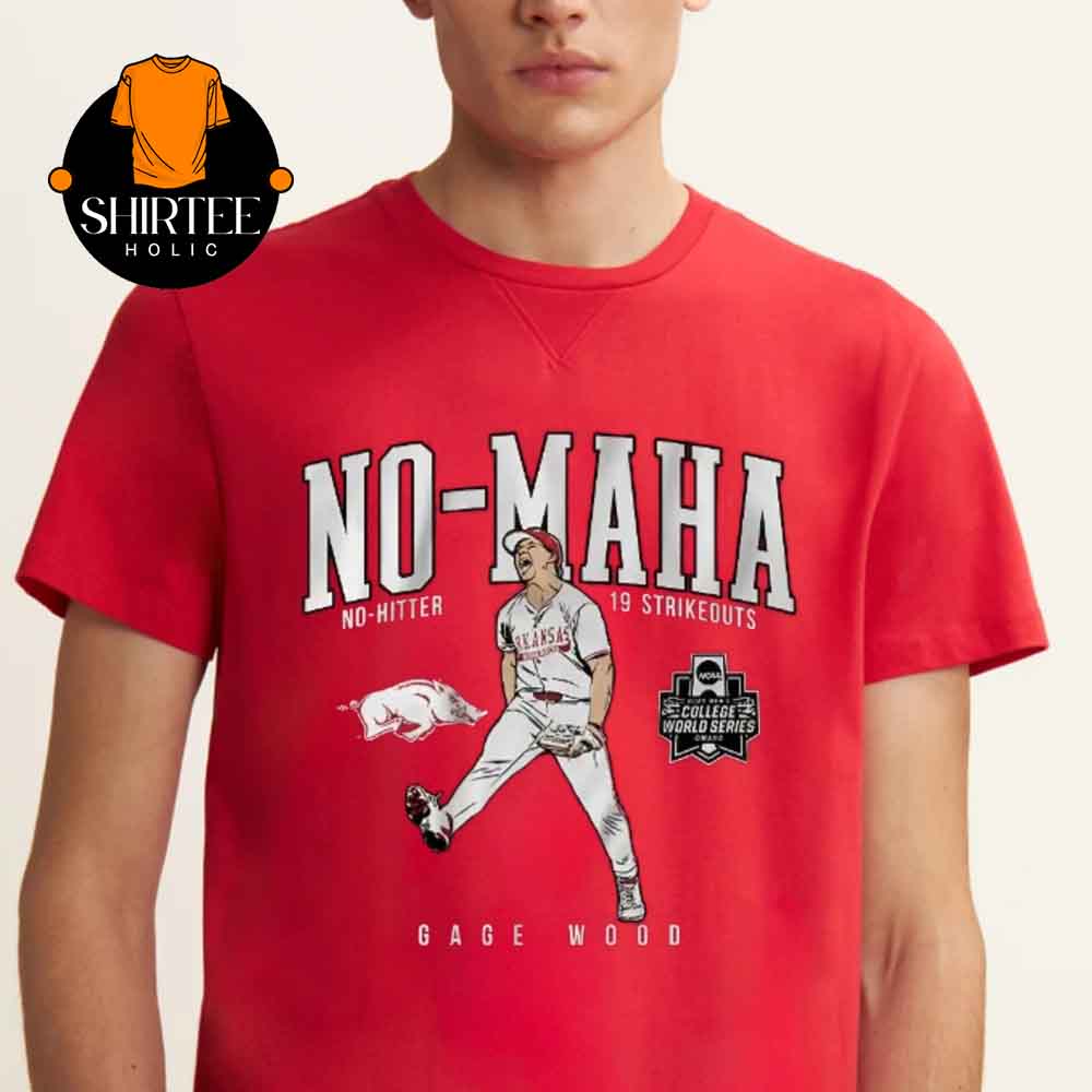 Gage Wood No Maha No Hitter Arkansas Razorbacks Baseball 2025 MCWS Mens College World Series 19 Strikeouts Unisex T-Shirt Gage Wood No Maha No Hitter Arkansas Razorbacks Baseball 2025 MCWS Mens College World Series 19 Strikeouts Unisex T-Shirt
